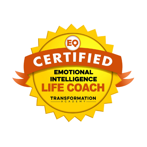 Certification badge for a leadership emotional intelligence life coach from the transformation academy.