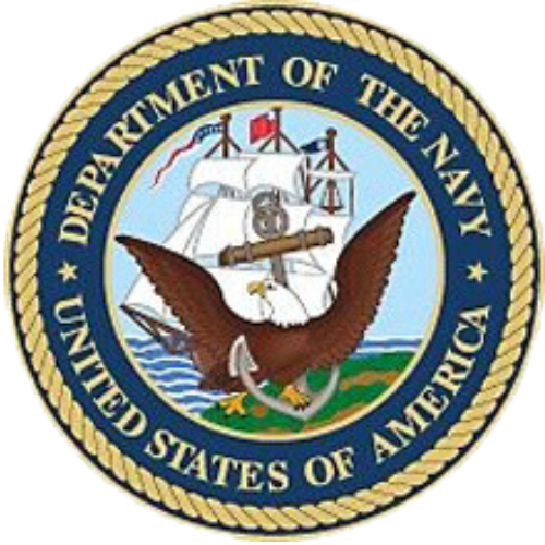 Emblem of the United States Department of the Navy featuring an eagle, a ship, and symbolizing leadership.